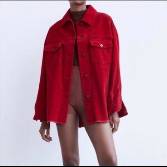 ZARA Corduroy Oversized Shacket Size Medium - Picture 2 of 13